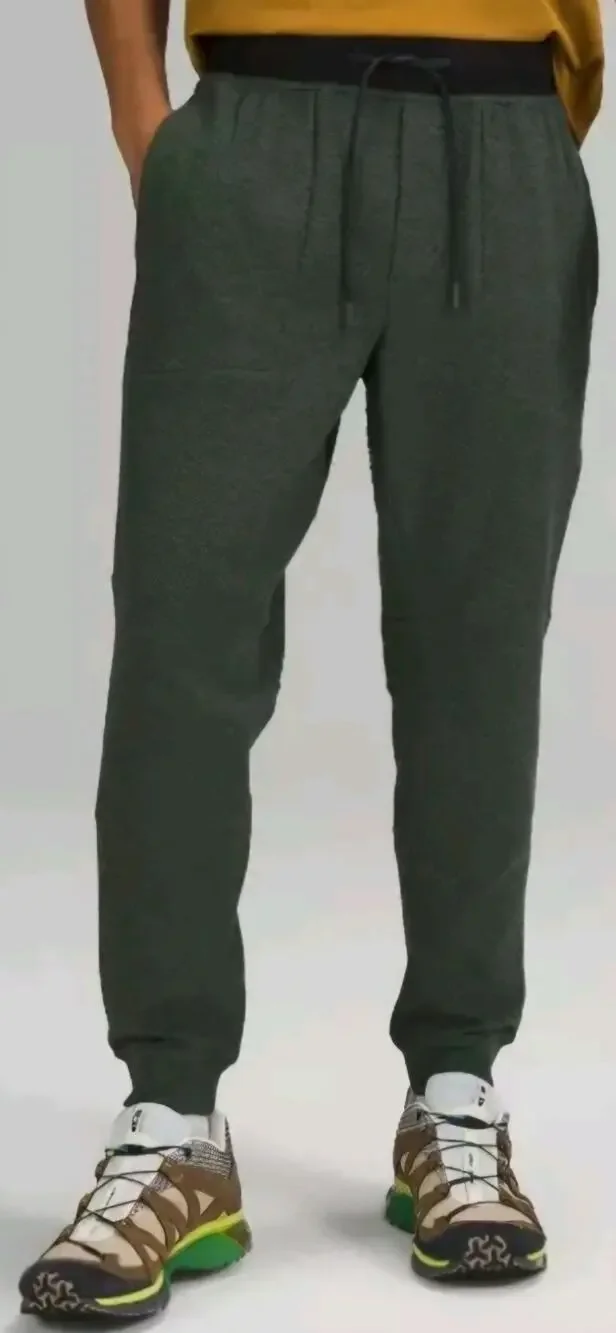 Lululemon At Ease Joggers Heathered Olive Green Textured Men's Size XL